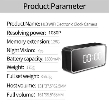 Wifi Pulkstenis, Kamera, 1080P Hd H13 Atbalsta Max 128Gb Atmiņas Kartes 6M Noteikt Attālumu Avi Video Home Security Monitor