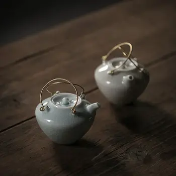 WIZAMONY Zāli un Koka Glazūras tējas katlā 130ml Keramikas Mākslas Tay Ķīnas Tējas Set Porcelāna T Māla Antīko Tējkanna Drinkware