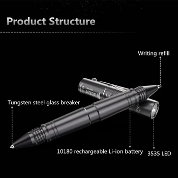 WUBEN Taktiskās LED Penlight USB Lādējamu Pildspalvu Lukturīti 130 Lūmeni IP68 Ūdensnecaurlaidīga Lodīšu Pildspalva ar Lukturīti