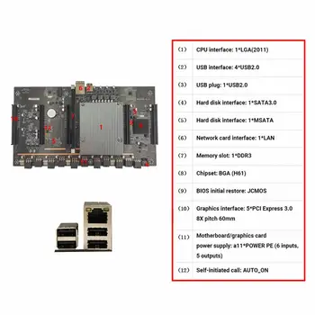 X79-H61 LGA 2011 Ieguves Pamatplates CPU Ligzda 5 PCIe PCI-E Express 3.0 X8 Sloti DDR3 Atmiņas Slots Ieguves Atbalstam 3060 GPU