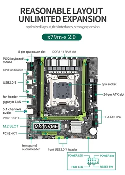 X79 m-s Uzstādīt Mātesplates Intel Xeon E5-2630 v2 CPU M. 2 MATX Ar 4*4 GB (16GB) 12800 DDR3 1600 ECC/REG RAM