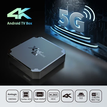 X96 Mini STB Android 9.0 S905W Quad Core 1GB 8GB 2.4 GHz 5GHz WiFi Smart TV Box Mini Smart TV Kastē Ultra HD Media Player