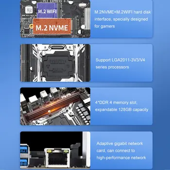 X99M-G mātesplate Atbalsta Xeon E5 V3 V4 LGA2011-3 CPU DDR4 RAM NVME SSD M. 2 SATA 3.0 USB3.0 PCIE 16X E52620V3 2678V3 2650V3cpu