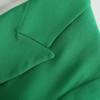 XEAXY 2021. gadam, Sievietēm, Eleganta Zaļa Robots garām Piedurknēm Uzvalks Sieviešu Vintage Zaudēt Biroja Dāma Divreiz Krūtīm, Žakete Ikdienas Topi