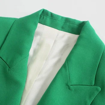 XEAXY 2021. gadam, Sievietēm, Eleganta Zaļa Robots garām Piedurknēm Uzvalks Sieviešu Vintage Zaudēt Biroja Dāma Divreiz Krūtīm, Žakete Ikdienas Topi
