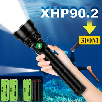 Xhp90 nirt xhp70 zemūdens jaudīgs led lukturītis lampas ūdensizturīgs niršanas lāpu 26650 or18650 xhp50 medības zemūdens zibspuldzes gaismas