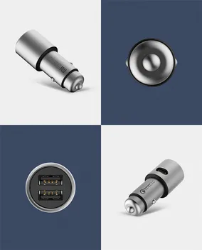 Xiao Mijia Automašīnas Lādētājs QC 3.0 Dual USB Ātrās Uzlādes Max 5V/3A mini Metāla auto lādētāja adapteris Xiao mi iPhone, Samsung un Huawei