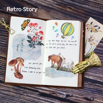 XINAHER 45 Gab./Daudz Vintage augu ceļojumu shell dzīvnieku apdare papīra uzlīmes, iepakojums DIY dienasgrāmata apdare uzlīmju albums