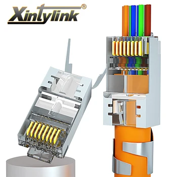 Xintylink CAT8 CAT7 CAT6A rj45 savienotājs 50U RJ 45 ethernet kabeli, pievienojiet tīkla FTP SFTP aizsargātas ligzdas, 1.5 mm caurums iet cauri