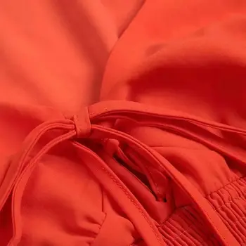 XNWMNZ 2021. gada Vasaras Sieviešu blūze elegants savirmot siksnas sexy cieto sarkanu, baltu kreklu Pavasara rudens atdzist laternu piedurknēm, sieviešu topi,