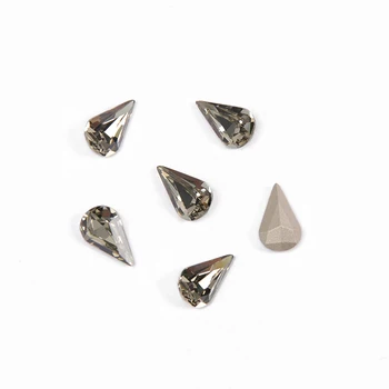 YANRUO 4300 Visu Izmēru Black Diamond bumbierveida Punktu Atpakaļ Strass Kristāla Piešūt Rhinestones Aplikācijas Kāzu Kleita