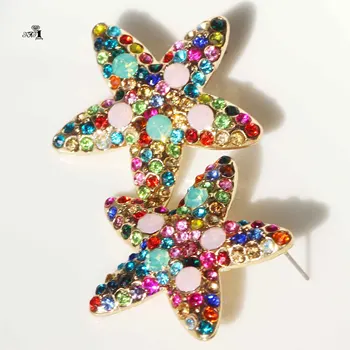 YaYi Rotaslietas Modes Multi Stikla Starfish Vilināt Kristāla Sieviešu Seno Zelta Krāsā Valkāt Ausu Band Pušķis Pāriem Kāzu Auskari