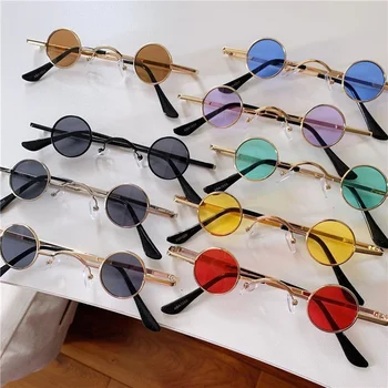YOOSKE Moderns Apaļas Saulesbrilles Vīriešiem Vintage Mazo Saules Brilles Sieviešu Red Black Mirror Hip hop Stila Brilles UV400