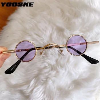 YOOSKE Moderns Apaļas Saulesbrilles Vīriešiem Vintage Mazo Saules Brilles Sieviešu Red Black Mirror Hip hop Stila Brilles UV400