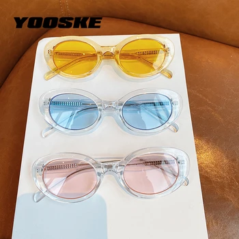 YOOSKE Modes Ovālas formas Saulesbrilles Sieviešu Vintage Mazo Saules Brilles Vīriešu Braukšanas Aizsargbrilles Moderns Hip Hop Brilles Toņos UV400