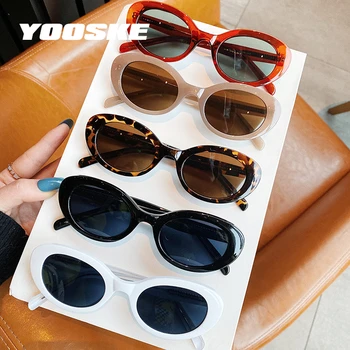 YOOSKE Modes Ovālas formas Saulesbrilles Sieviešu Vintage Mazo Saules Brilles Vīriešu Braukšanas Aizsargbrilles Moderns Hip Hop Brilles Toņos UV400