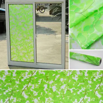 Zaļo Lapu pašlīmējošās Logu Plēves Necaurspīdīgs Privātuma Anti-UV Statiskā Stikla Uzlīme