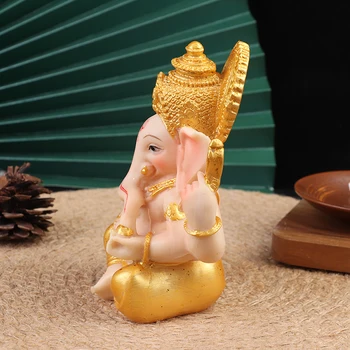 Zelta Kungs Ganeša Budas Statuja Zilonis Dievu Skulptūras, Ganesh Figūriņas mākslīgo Akmens Mājas, Dārza Budas Statujas Apdare
