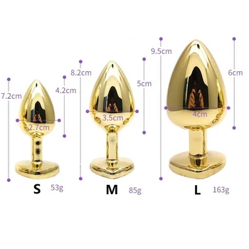 Zelta mazs vidējs liels 3 izmēri kopumu sirds vītne Metāla Anālais krelles butt plug 12 rotaslietas BDSM Seksa rotaļlietu vīrietis sieviete