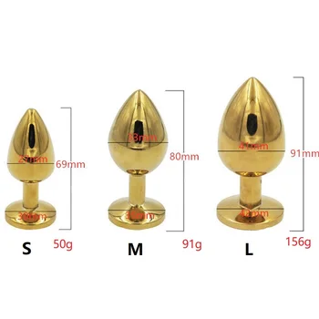 Zelta mazs vidējs liels 3 izmēri kopumu sirds vītne Metāla Anālais krelles butt plug 12 rotaslietas BDSM Seksa rotaļlietu vīrietis sieviete
