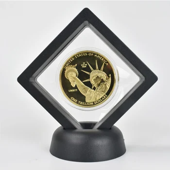 Zelta Pārklājumu 1 Triljonu Dolāru brīvības Statuja monētu MUMS Cryptocurrency Metāla monētas Black luksusa dāvanu boxcryptocurrency monētas