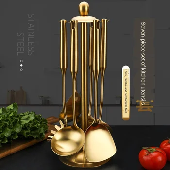 Zelta, Titāna, Nerūsējošā Tērauda, Instrumentu, Gatavošanas Karoti Lāpstiņa Plīts Virtuvē Instruments Lāpstiņa Karote Virtuves Piederumi