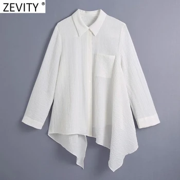 Zevity ir 2021. Sieviešu Modes vienkrāsainu Hem Nelegālo Smock Blūze Sieviešu Vienotā Krūtīm, Ikdienas Krekli Šiks Blusas Topi LS9424