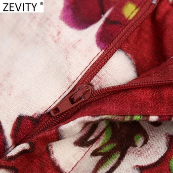Zevity Ir 2021. Sieviešu Vintage Nospiediet Ziedu Drukāt Gadījuma Zaudēt Veļa Plaša Kāju Bikses Retro Sieviešu Šiks Rāvējslēdzēju Lidot Garās Bikses P1092