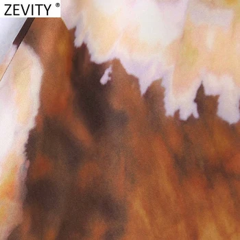 Zevity Sieviešu Vintage Mežģīnes Raibs Ziedu Kaklasaites Krāsu Drukas Līnija Svārki Faldas Mujer Sievišķo Pusi Rāvējslēdzēju Gadījuma Midi Svārki QUN805