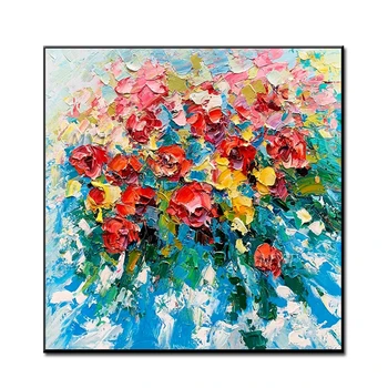 Ziedi Daudzās Krāsās Aug, Kopā Handpainted Sienas Mākslas Mājas Dekoru Attēlu Mūsdienu Eļļas Glezna Uz Audekla Unframe