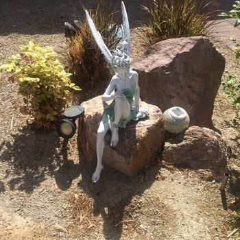 Ziedu Pasaku Skulptūru Dārza Ainavu Pagalmā Rotājumu Sveķu Turek Sēž Statuja, Āra Angel Girl Kreiso Kāju Statuetes Kuģiem