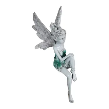 Ziedu Pasaku Statuja Sēž Mākslas Skulptūru Figūriņas Eņģeļu Spārnus Sveķu Amatniecības Ainavas Mājas Apdare Āra Dārza Rotājumu