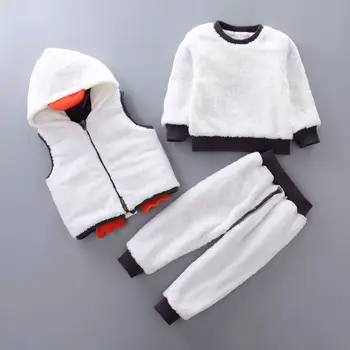 Ziemas Bērnu Zēnu Drēbes uzvalku Plus samta sabiezēt Mētelis + Krekls + Bikses 3Pcs Zīdaiņiem un Bērniem, Bērnu Silts Tērps Toddler Apģērbi