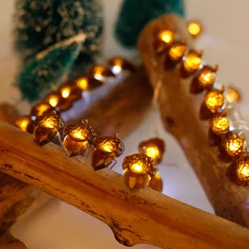 Ziemassvētku gaismas, dekorēts ar LED čiekurs vara stieple, lampas, 8 funkcijas, ūdensizturīgs akumulatora kaste acorn augļu formas lampas string