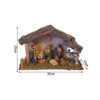 Ziemassvētku Gultiņa Figūriņas Statuja kristus dzimšanas Ainu, Jēzus Mazuli Silītē Miniatūras Rotājumu Sveķiem, Ar Dāvanu LED String Gaismas Dropship