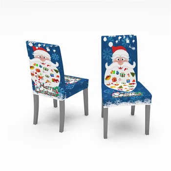 Ziemassvētku Krēslu Pārvalki Santa Iespiesti Elastīgs Stiept Ēdamistabas Krēsli Krēslu Slipcover Virtuves Sēdekļa Vāku Mājas Dekoru Hogar Sillas