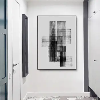 Ziemeļvalstu Morden Melna balta līnija kanvas glezna plakāti un izdrukāt sienas art attēlus dzīvojamā istaba Birojam, mākslas plakātu, bez rāmīša
