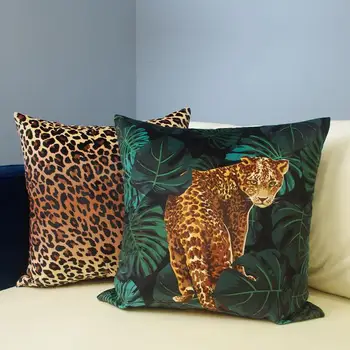 Ziemeļvalstu Mūsdienu Tropu Jaguar Leopard Digitālā Drukā Samta Spilvena Vāka Dīvānu Spilvendrānā Mājas Dekoratīvs Dīvāns Mest