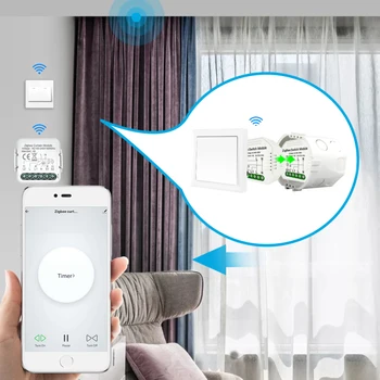 Zigbee Tuya Smart Dzīves Aizkaru Maiņa Modulis Tālvadības Žalūzijas Rullo žalūziju RF+Wifi App Taimeris Google Home Aelxa Smart Home