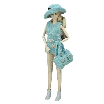 Zila Modes Lelle Drēbes Komplekts Barbie Apģērbs 1/6 Lelles, Aksesuāri Barbie Lelle Veste Mētelis Zeķbikses, Cepure, Somiņa Somiņā Rotaļlietas