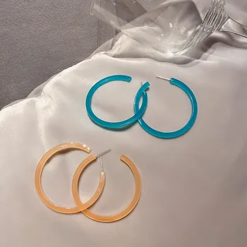 Zils, Oranžs Akrils Stīpas Auskari Etrendy Pavasara Vasaras Korejas Vienkāršu C Formas Earings Candy Krāsas