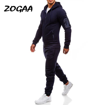 ZOGAA 2020. gada Pavasarī Karstā Pārdošanas Vīriešu Sporta Un Atpūtas Slim Joggers SweatSuits Hoodies+Bikses Uzvalks CSweatshirt Sporta Komplekts 2