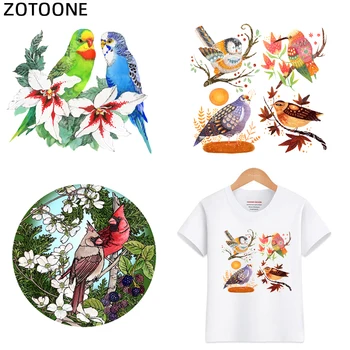 ZOTOONE Cute Ziedu Putnu Komplekti Plāksteri Siltuma Dzelzs uz Plāksteris T-Krekls Pieaugušo Dāvanu DIY Apģērbu Uzlīmes Siltuma H