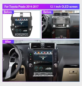 ZOYOSKII Android 10 12.1 collu vertikāla ekrāna Tesla stila AUTOMAŠĪNAS radio, GPS, Bluetooth, navigācijas spēlētājs Toyota Prado-2017