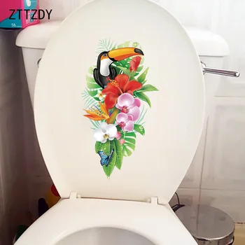 ZTTZDY 14.4 X 26CM Tropu Ziedu Toucan Modes Tualetes WC Uzlīmes Karikatūra Mājas Istabā Sienas Decora T2-1247