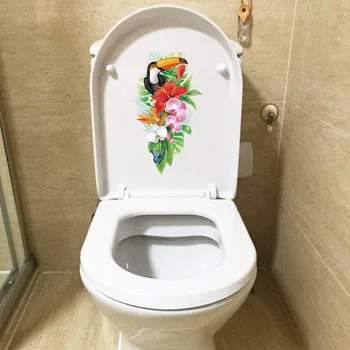 ZTTZDY 14.4 X 26CM Tropu Ziedu Toucan Modes Tualetes WC Uzlīmes Karikatūra Mājas Istabā Sienas Decora T2-1247