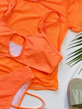 ZTVitality Apelsīnu Trīs gabals Uzvalku Bikini Sexy Bikini Ir 2021. Jaunas Ielidošanas Peldkostīmi Sieviešu Polsterēts Krūšturis ar Augstu Vidukļa Dobi No Peldkostīmu