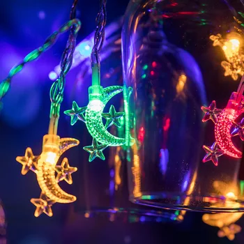 Zvaigzne Pasaku Gaismas Bumbu LED String Mēness Lampas Ķēdes Vainags Ziemassvētku Ārpus Apdare, Pagalmā, Dārzā, Guļamistaba, Dzīvojamā Istaba Kāzas
