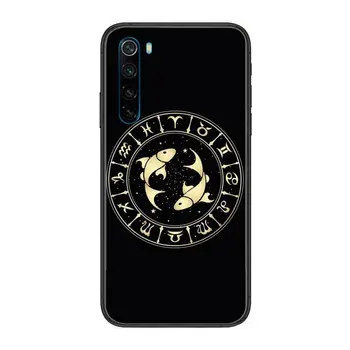 Zvaigznāju Zodiaks Pazīmes multfilmas Phone Gadījumā XiaoMi Redmi Piezīme 9S 8 7 6 5 Pro T Y1 Anime Melnu Vāciņu, Silikona Atpakaļ Iepriekš