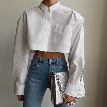 ZXQJ Vintage Sieviešu Stilīgs Balts Īss Krekli 2021. Gada Vasaras Modes Dāmas Streetwear Topi Gadījuma Sieviešu Šiks Top Cute Meitenes